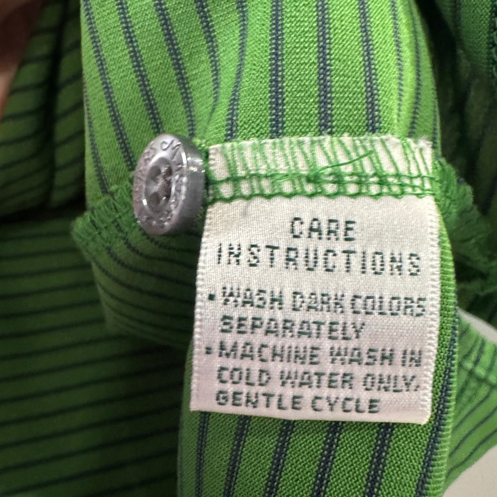 Masters Performance Golf Polo Shirt Green Navy Stripe Mens Large Masters Logo - Picture 5 of 8